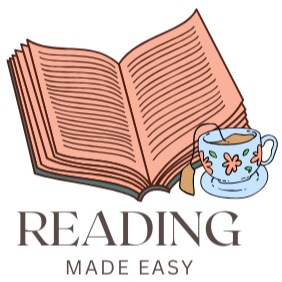 A colorful illustration of an open book with a teacup beside it, drawn in a bright, youthful, and friendly style to make reading feel fun and refreshing.